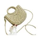 Bolsa De Palha Trançada Grande Para Mulheres, Formato De Lua, Com Laço De Renda, Bolsa Transversal Bolsa De Palha Trançada Grande Para Mulheres, Formato De Lua, Com Laço De Renda, Bolsa Transversal