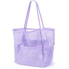 Bolsa de Playa KPX de Malla para Mujer Resistente a la Arena e Impermeable Morada