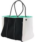 Bolsa de Playa QOGiR de Neopreno Negra con Bolsillo Interior