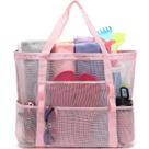 Bolsa de praia de malha Fammart extra grande com bolso com zíper 17,9 L Bolsa de praia de malha Fammart extra grande com bolso com zíper 17,9 L