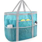 Bolsa de praia de malha SRISE Sacola de praia grande para família (azul celeste)