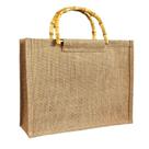Bolsa De Praia De Palha De Juta Alça De Bambu Feminina Com Chaveiro Em Palha