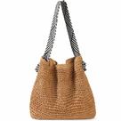 Bolsa de praia de palha Fauson Summer para mulheres e bolsas de ombro