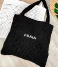 Bolsa de Praia Delicada em Tricot com Escrita Bordada