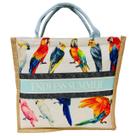 Bolsa De Praia Estampada Tropical Azul Claro Arara Feminina