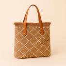Bolsa de Praia Feminina Grande Crochê Tricot Espaçosa com Alça Bege Verão