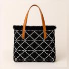 Bolsa de Praia Grande Feminina Crochê Trançado para Resort com Alça Rosa