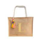 Bolsa De Praia Juta Personalizada Com Letra Inicial Dourada Bolsa De Praia Juta Personalizada Com Letra Inicial Dourada