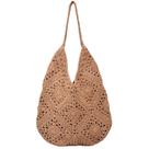 Bolsa de praia MEUPEHO Sacola de crochê Bolsa de tecido boho cáqui