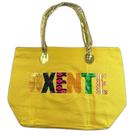 Bolsa De Praia Palha Feminina Com Zíper De Ombro Oxente Sacola Ecobag Tote Juta Com Alça Dourada amarelo