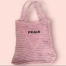 Bolsa de Praia Tricot Bordada Crochê alças resistentes larga