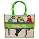 Bolsa De Praia Verde Estampada Araras Aves Passaros Piscina Viajar Verão