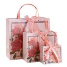 Bolsa de presente, cartolina floral rosa, sacos de transporte, pacote com 3 Bolsa de presente, cartolina floral rosa, sacos de transporte, pacote com 3