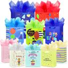Bolsa de presente de aniversário MUMULULU, pacote com 10 tamanhos e designs variados Bolsa de presente de aniversário MUMULULU, pacote com 10 tamanhos e designs variados