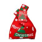 Bolsa de presente de Natal tricotada com padrão de árvore e alças de 23 cm