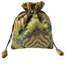 Bolsa de presente em tecido de brocado vintage 15x19cm com cordão