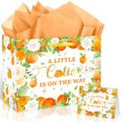 Bolsa de presente Frakron Little Cutie Baby Shower Birthday Orange