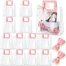 Bolsa de presente Fulmoon em PVC transparente com alça e fita transparente, 12 unidades