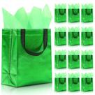 Bolsa de presente Keerxunbag reutilizável 12 unidades com papel de seda verde 25x10x20cm Bolsa de presente Keerxunbag reutilizável 12 unidades com papel de seda verde 25x10x20cm