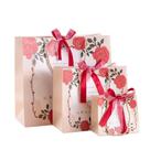 Bolsa de presente, papelão floral rosa, pacote de casamento, 3 unidades com alça Bolsa de presente, papelão floral rosa, pacote de casamento, 3 unidades com alça