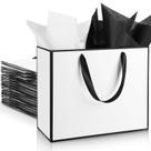 Bolsa de presente ReliThick Metallic Paper 30x25x10cm, pacote com 12 unidades, branco/preto