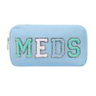 Bolsa de remédios personalizada em chenille Letter Patch, linda bolsa de maquiagem de viagem de nylon com zíper, bolsa organizadora de vitaminas Preppy para mulheres e meninas (05 azul claro) Bolsa de remédios personalizada em chenille Letter Patch, linda bolsa de maquiagem de viagem de nylon com zíper, bolsa organizadora de vitaminas Preppy para mulheres e meninas (05 azul claro)