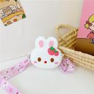 Bolsa De Silicone Infantil Criança Coelho Cor:Branco Oval