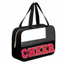 Bolsa de torcida JOJOPOLLO Chenille Pink Letter, presentes de líder de torcida para equipes, mulheres, meninas, acessórios, bolsa de maquiagem com alça e zíper, presentes de torcida