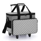 Bolsa de Transporte com Rodinhas para Máquina de Costura Yarwo Cinza com Estampa Quadriculada