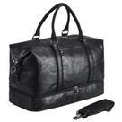 Bolsa de viagem em couro Seyfocnia com bolsa para sapatos, impermeável, preta