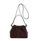 Bolsa Duxusk Vintage Suede Tote Drawstring Bucket Bag Brown