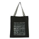 Bolsa Ecobag 100% algodão Black Estampa RJ ESCRITAS (Alça xadrez)