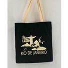 Bolsa Ecobag 100% algodão Black Pontos Turisticos (Alça branca)