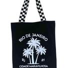 Bolsa Ecobag 100% algodão Black RJ CM 21 alça xadrez