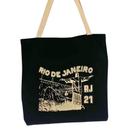 Bolsa Ecobag 100% algodão Black RJ CRISTO(Alça branca) Bolsa Ecobag 100% algodão Black RJ CRISTO(Alça branca)