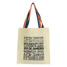 Bolsa Ecobag 100% algodão Estampa RJ ESCRITAS Alça arco-íris