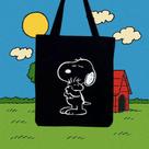 Bolsa Ecobag 100 algodão PRETA Estampa SNOOPY PAI Bolsa Ecobag 100 algodão PRETA Estampa SNOOPY PAI