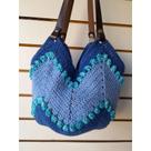 bolsa ecobag croche barbante alça de couro