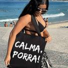 Bolsa Ecobag PRETA 100 Algodão Estampa CALMA P Reutilizável Estilosa