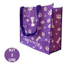 Bolsa Ecologica Reutilizavel Sacola de Ombro Dobravel Compras Ecobag Mercado Retornavel Kit 3 Uni
