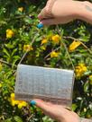 Bolsa Elegante Quadrada Croco Dourado Metalizado Tiracolo Barato Alça Corrente Removível