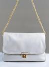 Bolsa Em Couro Legitimo Com Alça Em Corrente B.1115 Gelo Bolsa Em Couro Legitimo Com Alça Em Corrente B.1115 Gelo