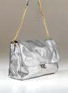 Bolsa Em Couro Legitimo Com Alça Em Corrente B.1115 Prata Bolsa Em Couro Legitimo Com Alça Em Corrente B.1115 Prata