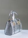 Bolsa Em Couro Legitimo Mini Bag Com Alça Transversal B.1096 croco prata