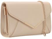 Bolsa embreagem feminina DEXMAY, couro saffiano sintético, nude, elegante