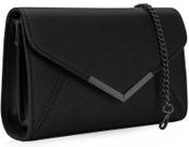 Bolsa embreagem feminina DEXMAY em couro saffiano sintético preta
