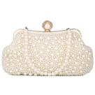 Bolsa embreagem feminina UBORSE, pérola, strass, branca, marfim