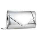 Bolsa embreagem IXEBELLA em material sintético metálico espelhado prateada
