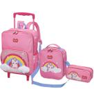 Bolsa Escolar Rodinha, Lancheira Térmica, Estojo Infantil Unicórnio