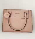 Bolsa estilo Maletinha na cor Nude com detalhe de frufru